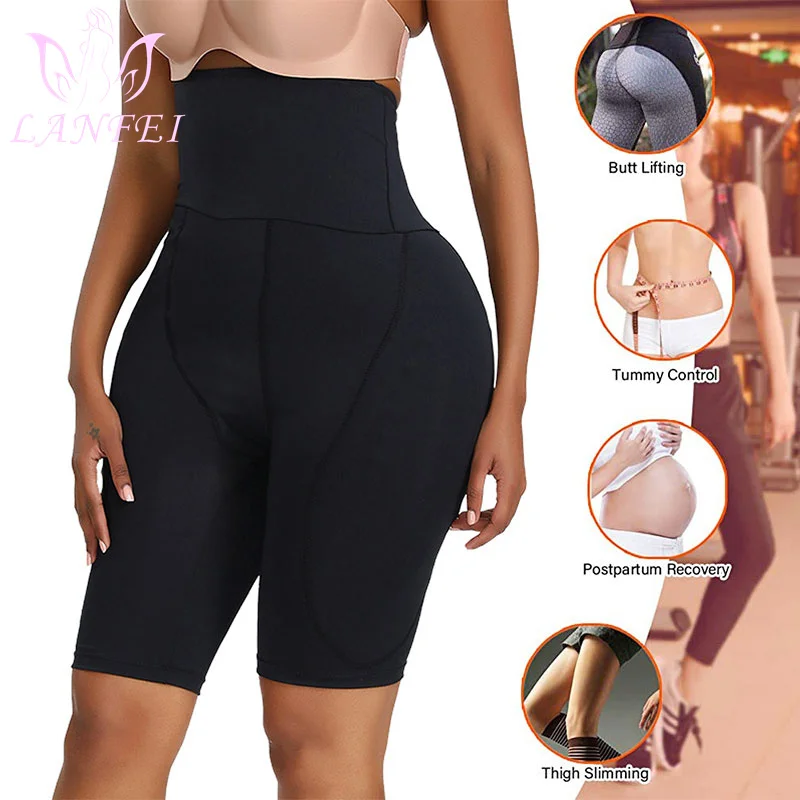 LANFEI Womens Fake Ass Seamless panties Tummy Shaper Hip Enhancer Booty Pad Butt Lifter High Waist control Thigh Slimming Shorts
