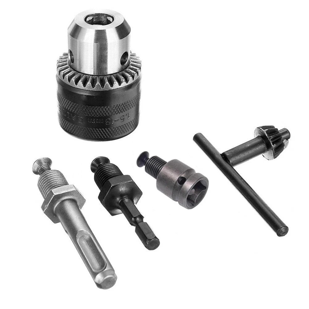 

Mini Electric Drill Chuck 1.5-13mm Mount B10 Taper With Connector Rod Motor Hex Shank Shaft Key Wrench Power Tool