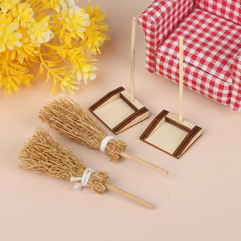 

1 Set 1: 12 Doll Miniature House Furnishings Garbage Shovel Broom Model Mini Garden Tools For Doll House Decoration Accessories