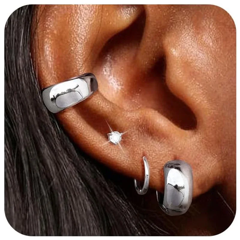 4 шт./компл. штабелируемые серьги маленькие гипоаллергенные толстые ушные