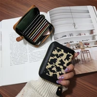 printed card holder womens fashion leopard print zipper coin purse anti degaussing card holder