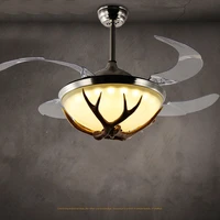 american retro antlers industrial style bar clothing store decorative fan lights led lamps variable frequency ceiling fan lights