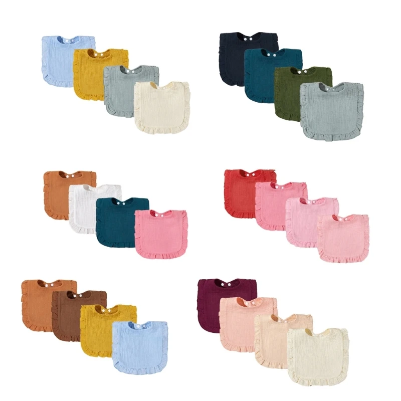 

F62D Baby Drool Bibs Set для мальчиков и девочек унисекс Хлопок Регулируемое кормление при прорезывании зубов