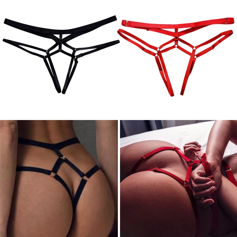 

Sexy Women Bandage Hollow Out Thong Panties Lingerie T Back Transparent Lingerie Ladies Open Crotch Toy Panties Underwear Gift