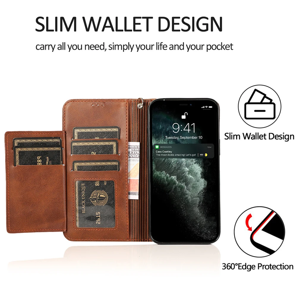 leather phone bag case for xiaomi poco x3 nfc 11t redmi 10 note 10 9 pro lite luxury flip wallet card slots magnetic cover coque free global shipping