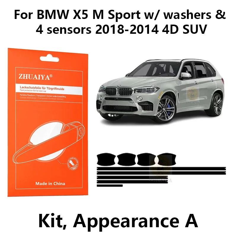 

Защитная пленка ZHUAIYA для краской дверной ручки, ТПУ, PPF для BMW X5 M Sport с шайбами и 4 датчиками 2018-2014 4D SUV
