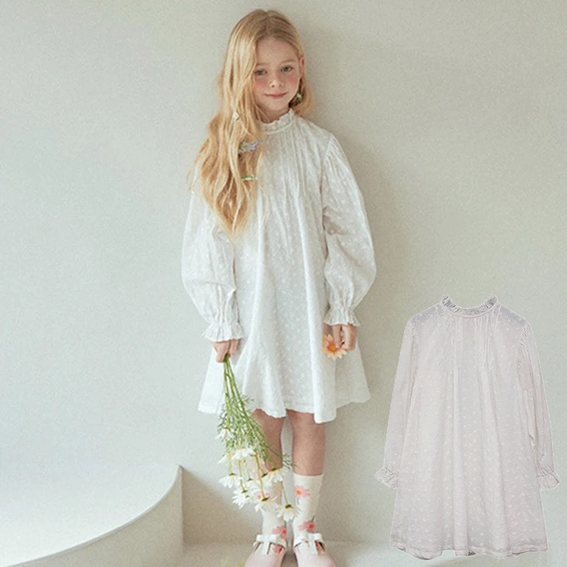 

Kids Embroidery Dresses For Girls Spring 2022 New Girl Floral Dress Child Baby Sweet Princess Dress Long Sleeve White Clothes