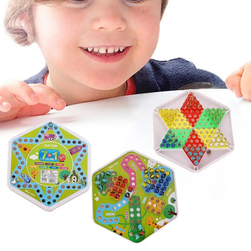 

Flying Chess Board Game 7-in-1 Board Game Chinese Puzzles Game For Adult Peg Board For Kids Educational Toys Toddler Puzzles