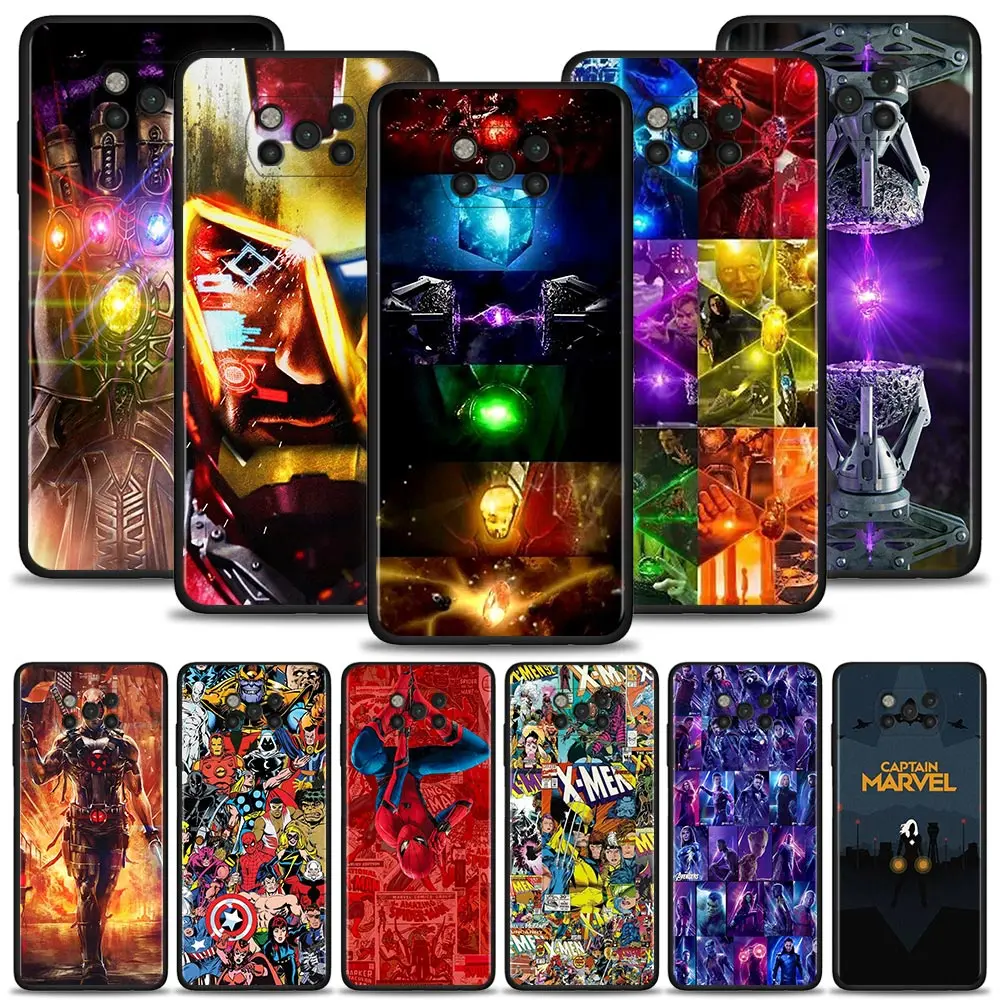 

Phone Case For Xiaomi 12 11T 10T Pro 11 Lite 9T Poco X3 GT X4 NFC M3 M4 Pro Pocophone F1 Cover Marvel Iron Man Spider-Man Thanos