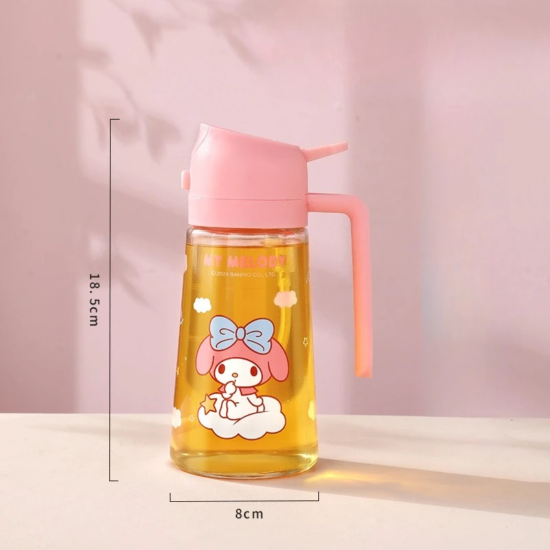 Фото Милый стеклянный дозатор для масла Sanrio KT Cat, бутылка для масла с двойным назначением (спрей и дозатор), антипригарная емкость для масла, герметичная бутылка для соусов и приправ для кухни №5