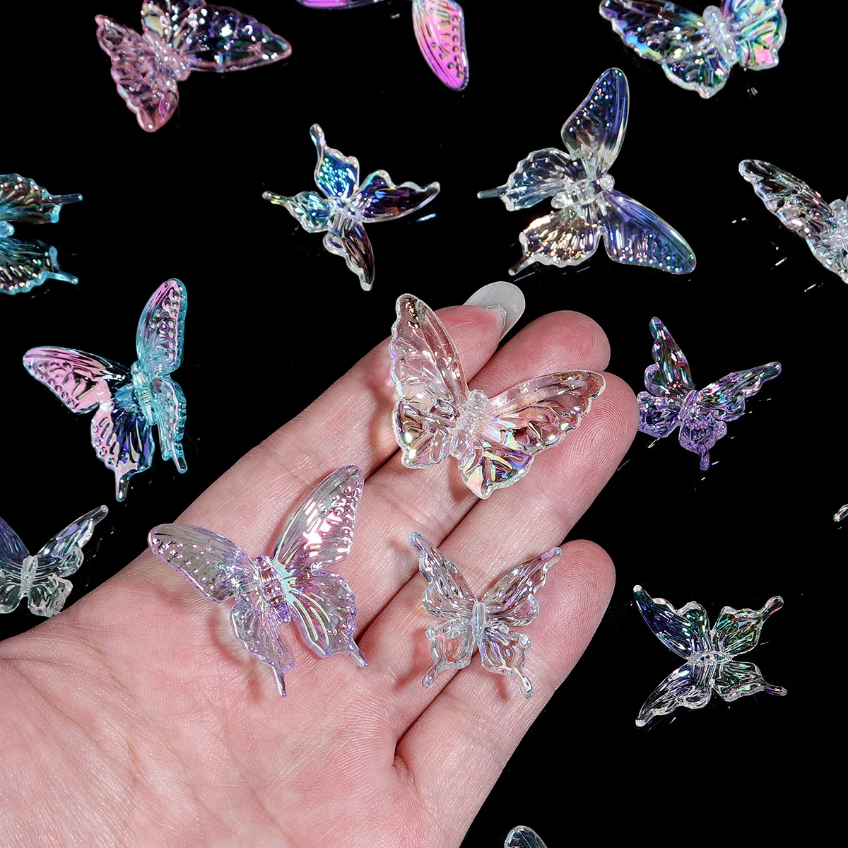 10 шт. акриловая трехмерная цветная бабочка с бусинами отверстиями DIY