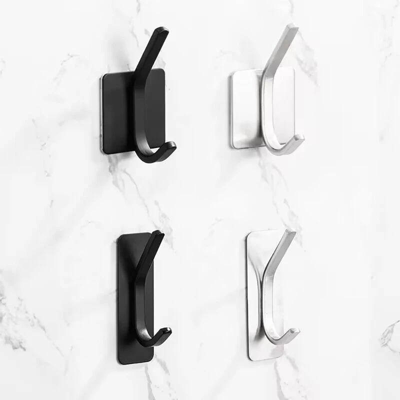 

Stainless Steel Self Adhesive Bathroom Hook Hanger Stick On Wall Door Rope Towel