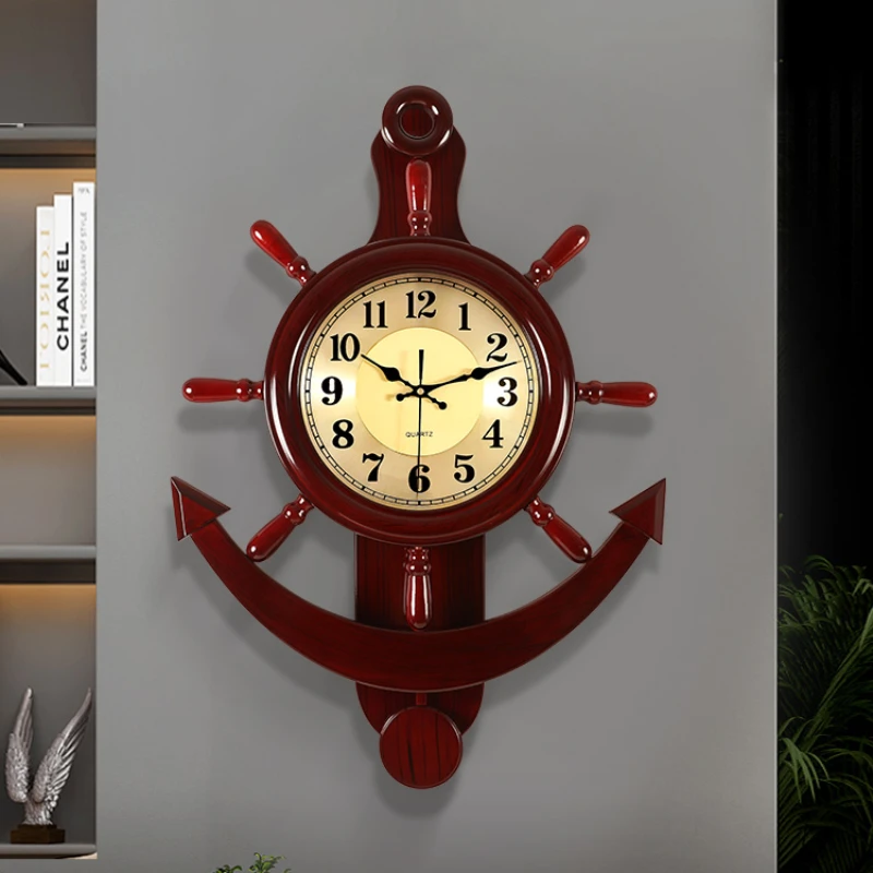 

Nordic Rudder Wall Clock Gears Retro Pendulum Original Aesthetic Round Wall Clock Large Creative Silent Reloj Pared Home Decor