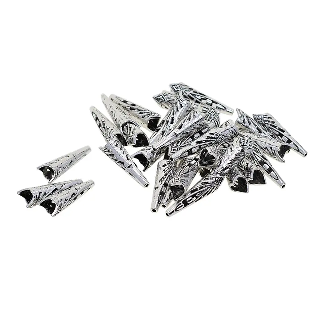 

30x Tassel Rope Leather Cord End Caps Long Cone Jewelry Beading Finding