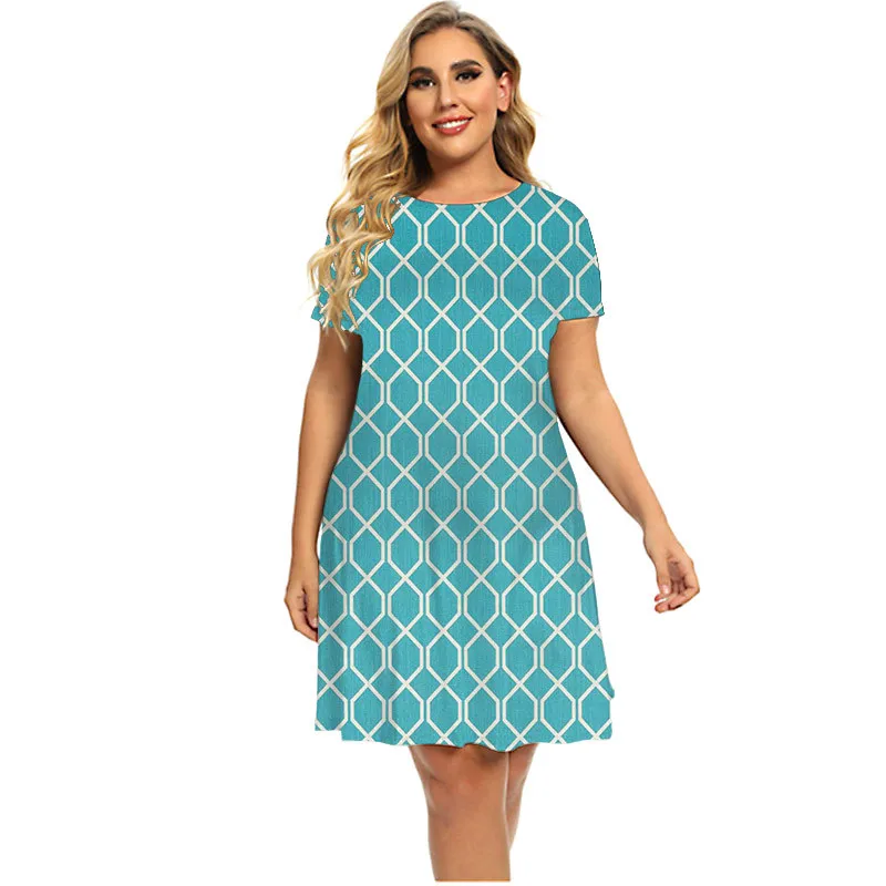 Платье с принтом в горошек женское свободное платье коротким рукавом на лето 2022