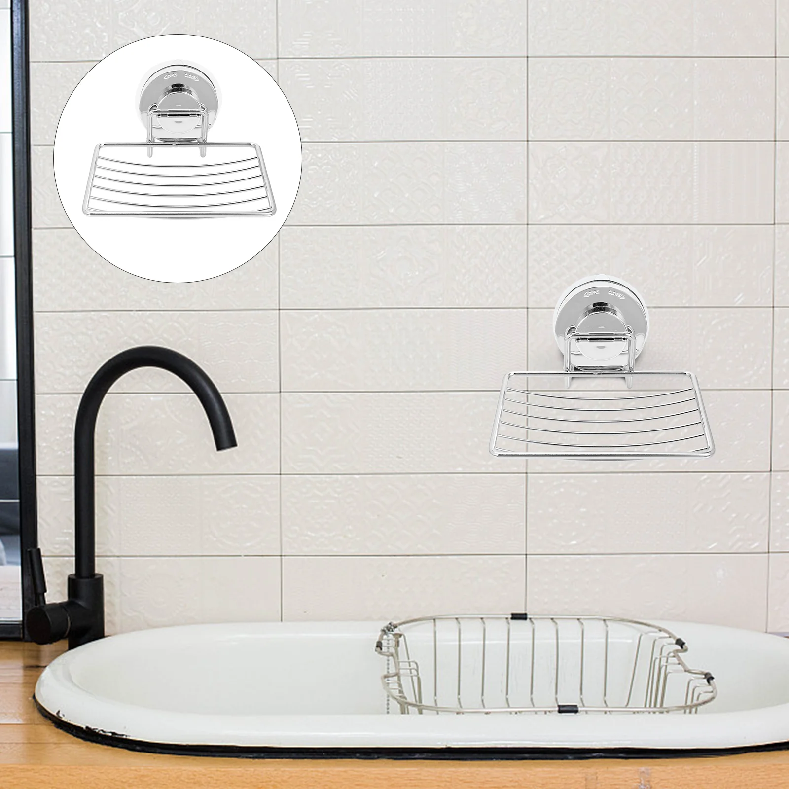 

Stainless Steel Shower Soap Holder Sucktion Cup Wall-mounted Bar Soap Holder