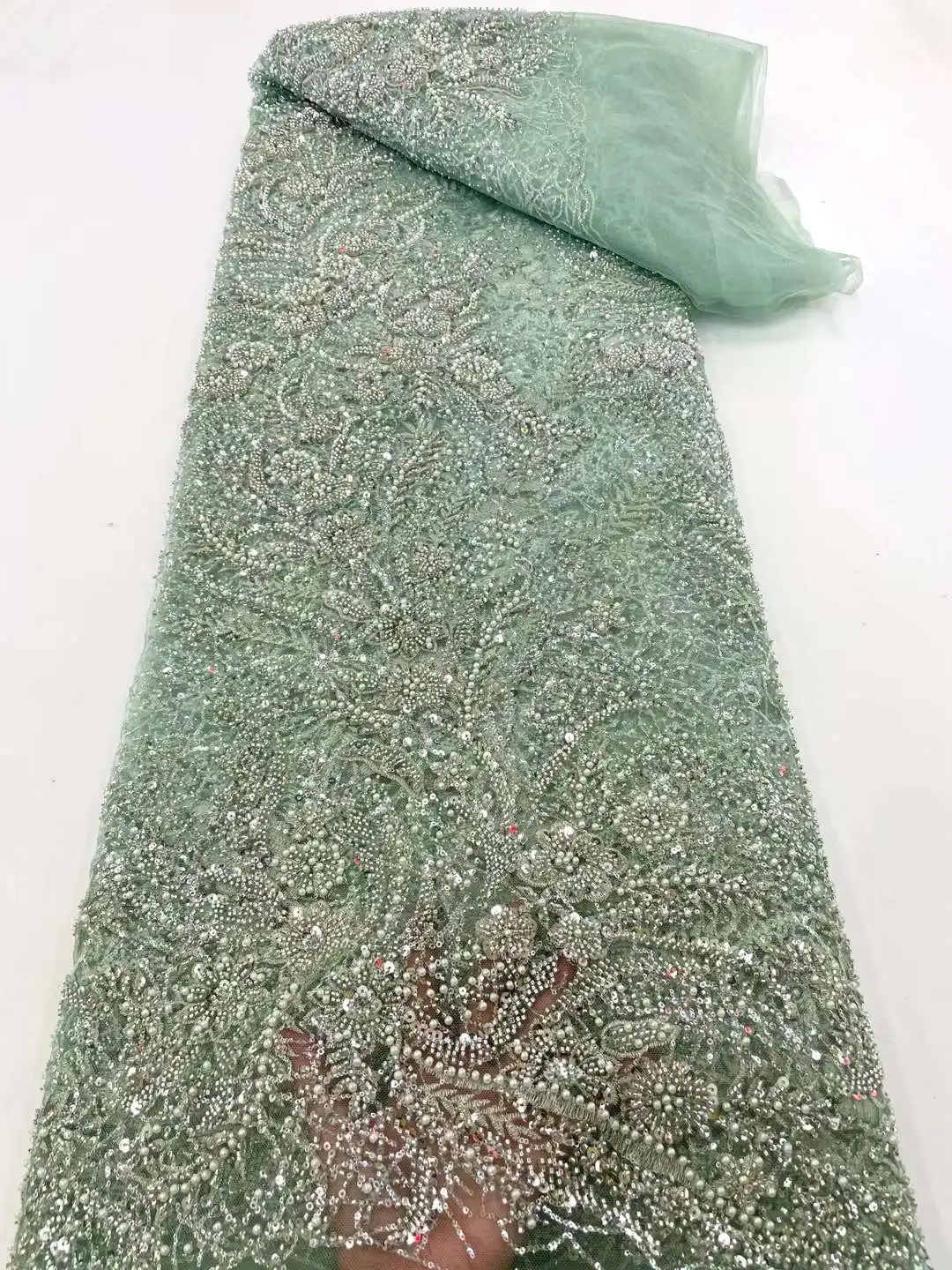 

Белые африканские бусины, тюль для жениха, кружевная ткань 2023, Высококачественная вышивка блестками, французское Тюлевое кружево для нигерийского женского платья