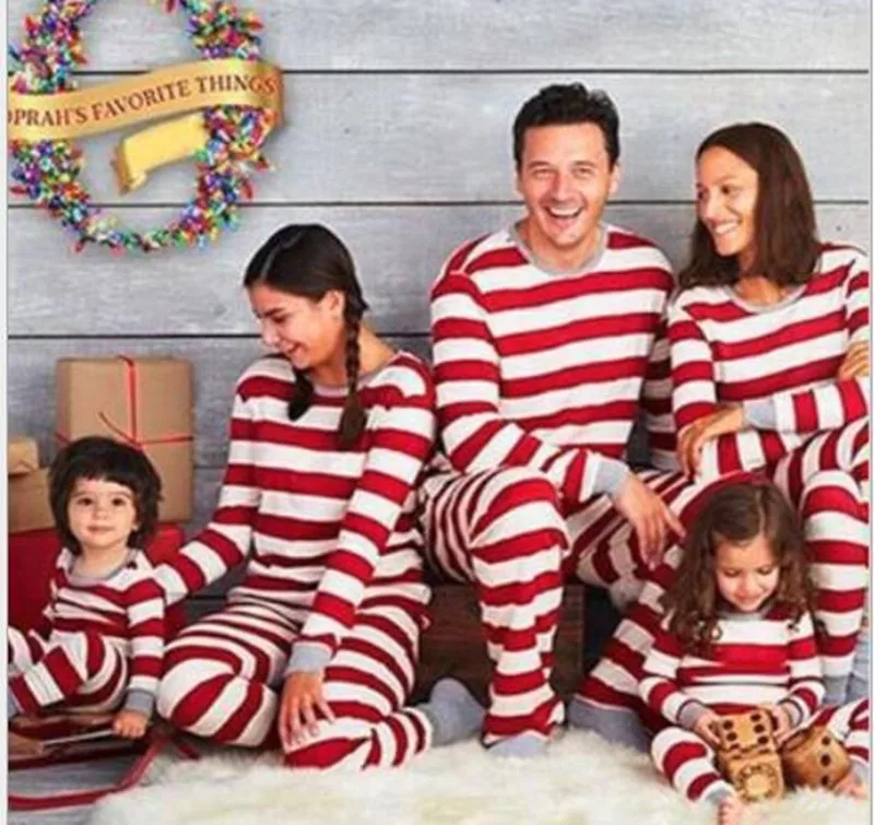 2022 spring and autumn parent-child wear striped Christmas family suit autumn long-sleeved home service suit