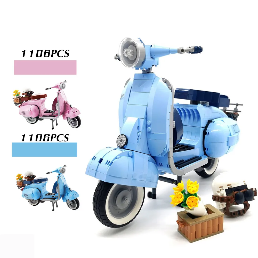 

1106PCS Roman Holiday Motorcycle Vespased Famous Fit 10298 Building Blocks Bricks Model Toy Kid Gift