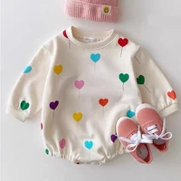 2022 autumn new baby long sleeve bodysuit infant girl cute heart print jumpsuit cotton baby boy casual clothes