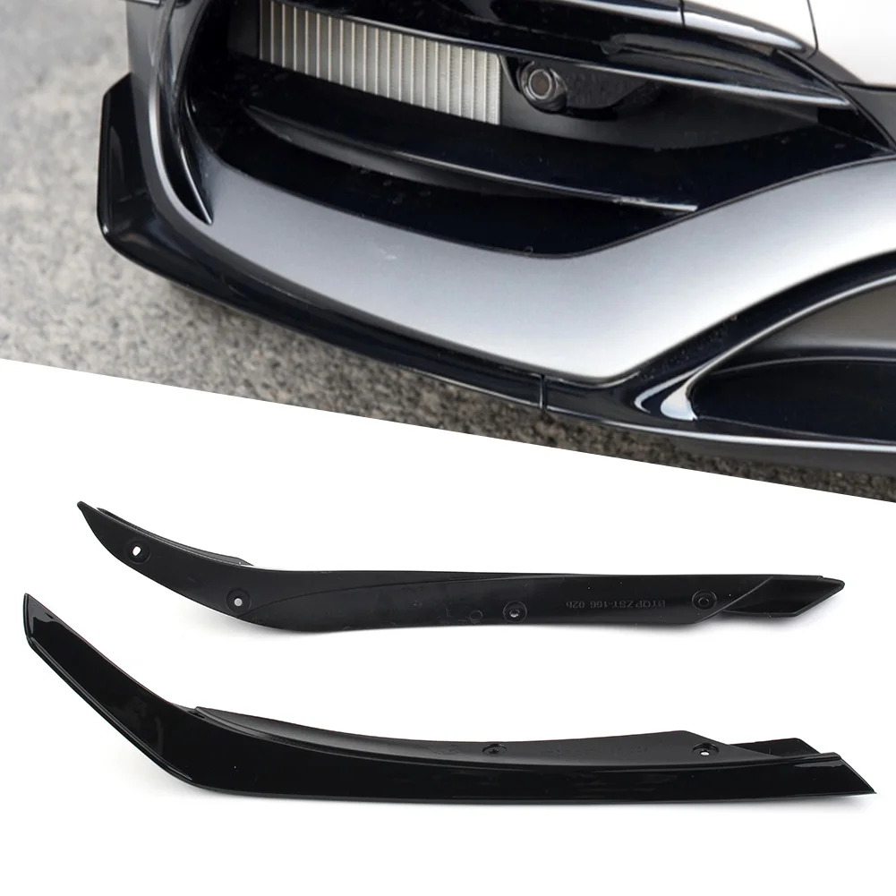1Pair Gloss Black Car Front Lip Spoiler Fins Splitter Decoration Trim For Mercedes Benz A-Class W176 A200 A45 AMG 2016 2017 2018