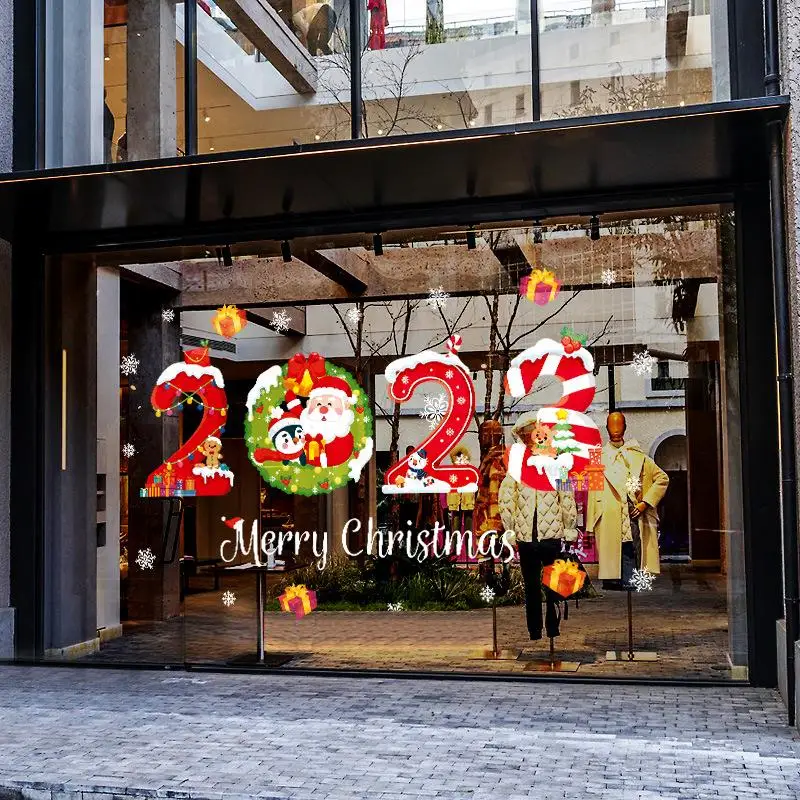 1 шт. рождественские украшения окна ПВХ наклейки стеклянная витрина магазина