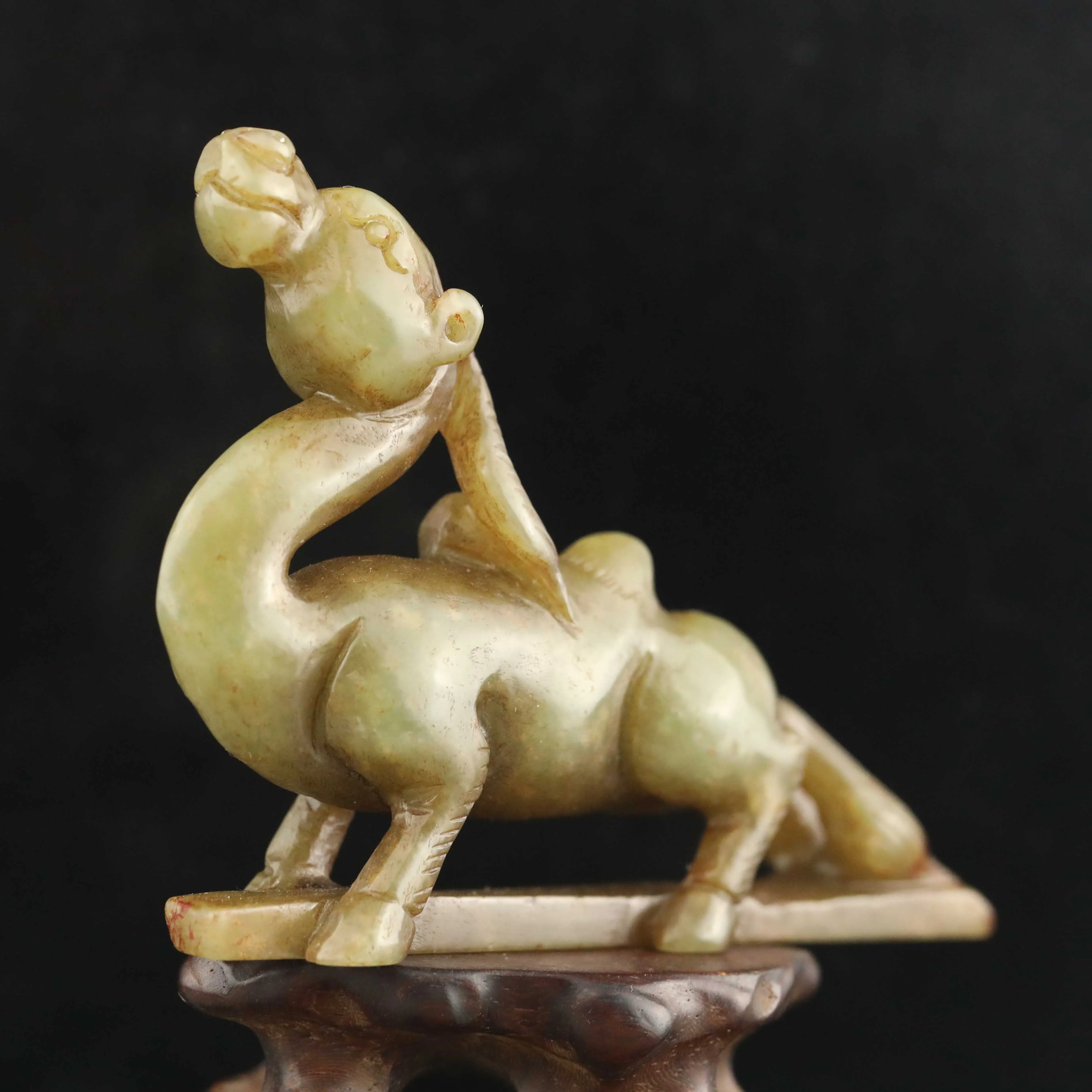 

Old China Natural hetian Jade Hand Carved statue camel penadant j