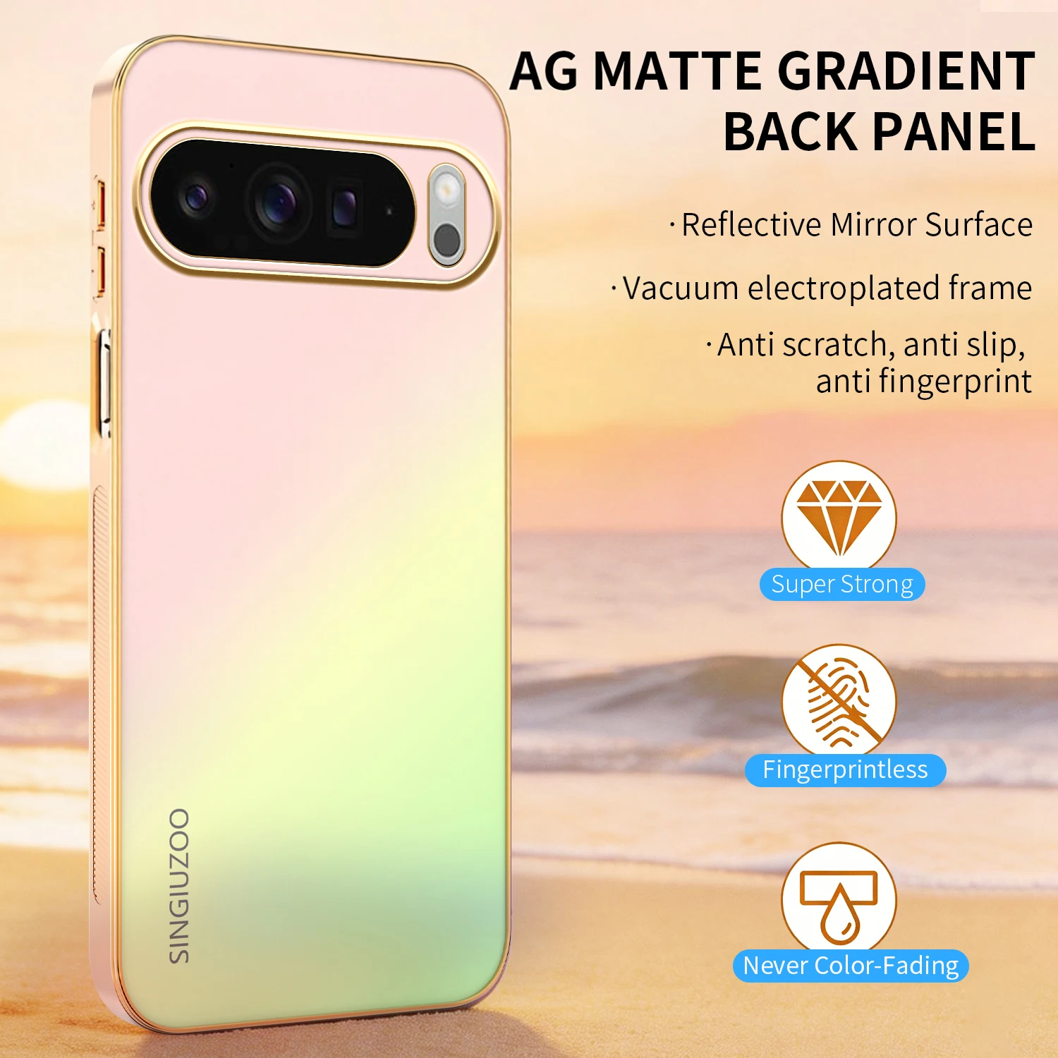 Фото Матовый градиентный чехол с покрытием AG для Google Pixel 11 10 9 Pro XL 8 7 6 8A 7A 6A, противоударный, с полной защитой камеры, задняя крышка №1