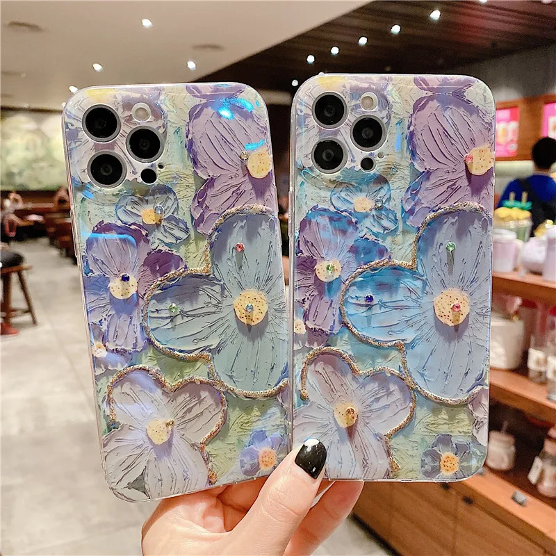 

Gorgeous 3D Glitter Flower Silicone Phone Case Skin for IPhone 14 13 7 8 Plus XR XS MAX 12 11 Pro Max Blu-ray Soft TPU Cover