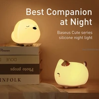 cute night light touch sensor animal cat dog rgb color led charging touch dimmable table lamp portable warm ambient light quarto