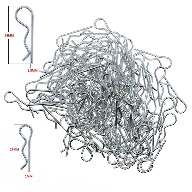 

100pcs 1:10 Universal Scale Bend Body Clips Pins Sliver Black Buggy Shell RC Car Parts For Redcat HPI Himoto HSP Truck