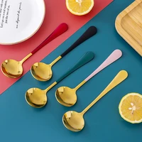household thickened stainless steel spoon creative spoon ice cream dessert spoon long handle bibimbap coffee spoon tea spoon