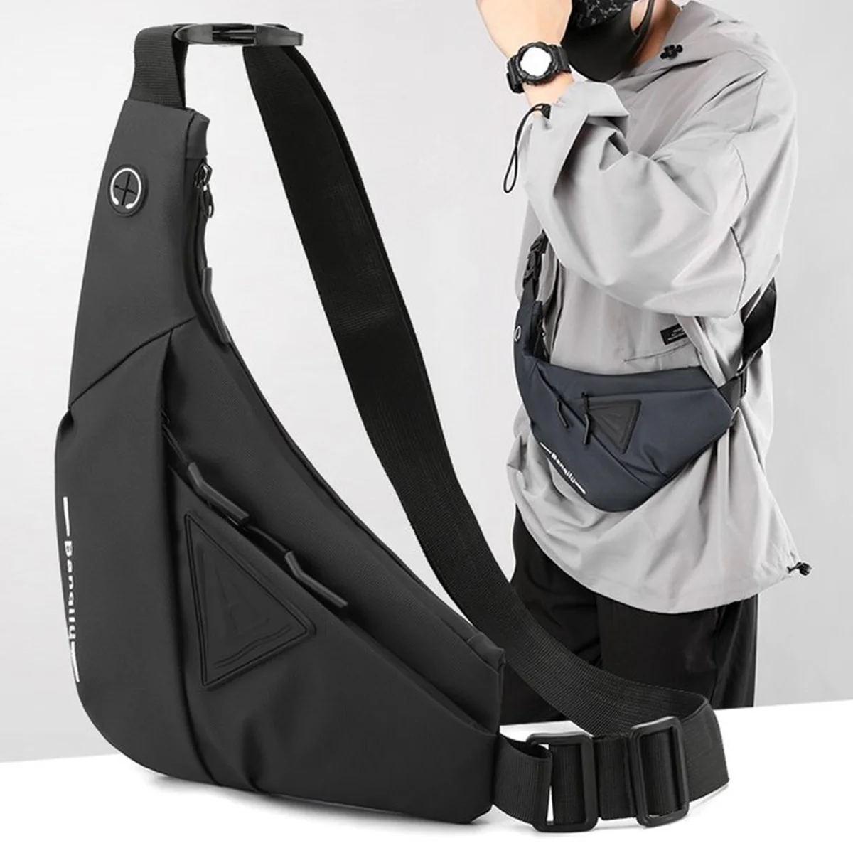 Миниатюрная сумка через плечо для мужчин нейлоновый материал неправильная форма