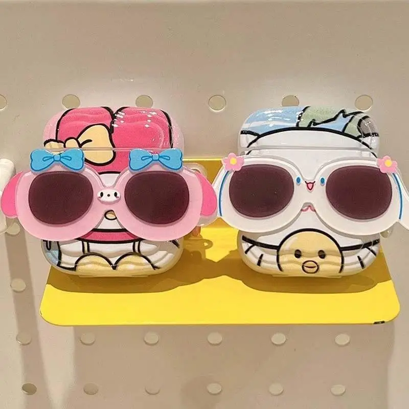 

Kawaii Hello Kittys My Melodyairpods Earphone Case Sanrioes Kuromi Student Creative Bluetooth Earbuds Box with Sunglasses Gift