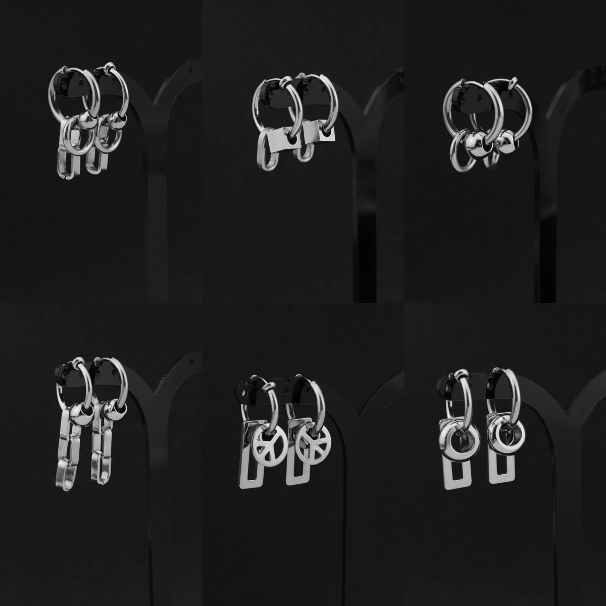 

SOHOT 1 Piece Stainless Steel Geometry Hoop Earrings And Ear Clips For Unisex And Women Punk Fashion Party Gift Wholesale