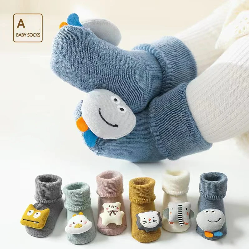

Толстые махровые носки, Мультяшные нескользящие носки для новорожденных, детские носки для пола, теплые носки для младенцев