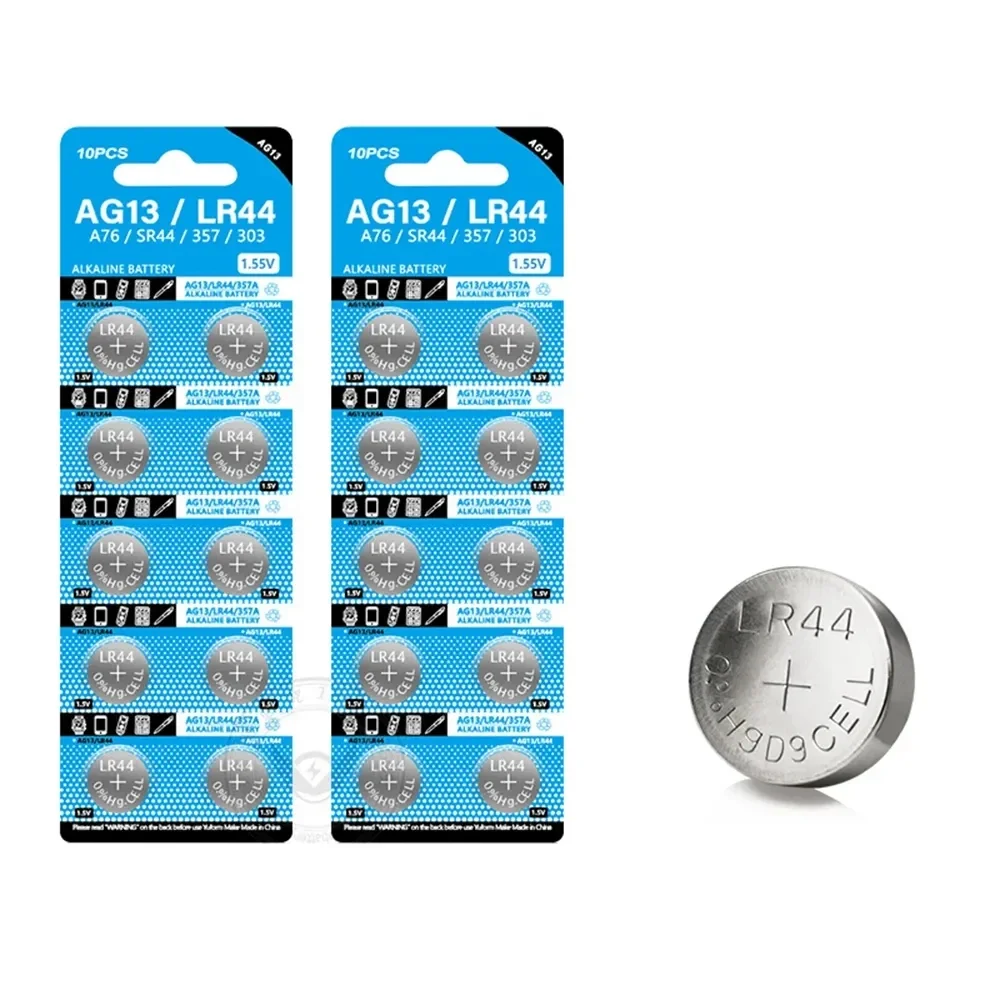 20 шт. AG13 LR44 A76 1.55V щелочные кнопочные батарейки для часов, игрушек, пультов ДУ L1154 SP76 LR1154 357 303 SR44, батарейки-таблетки (art.: 3920dbbc70571) - 3920dbbc70571