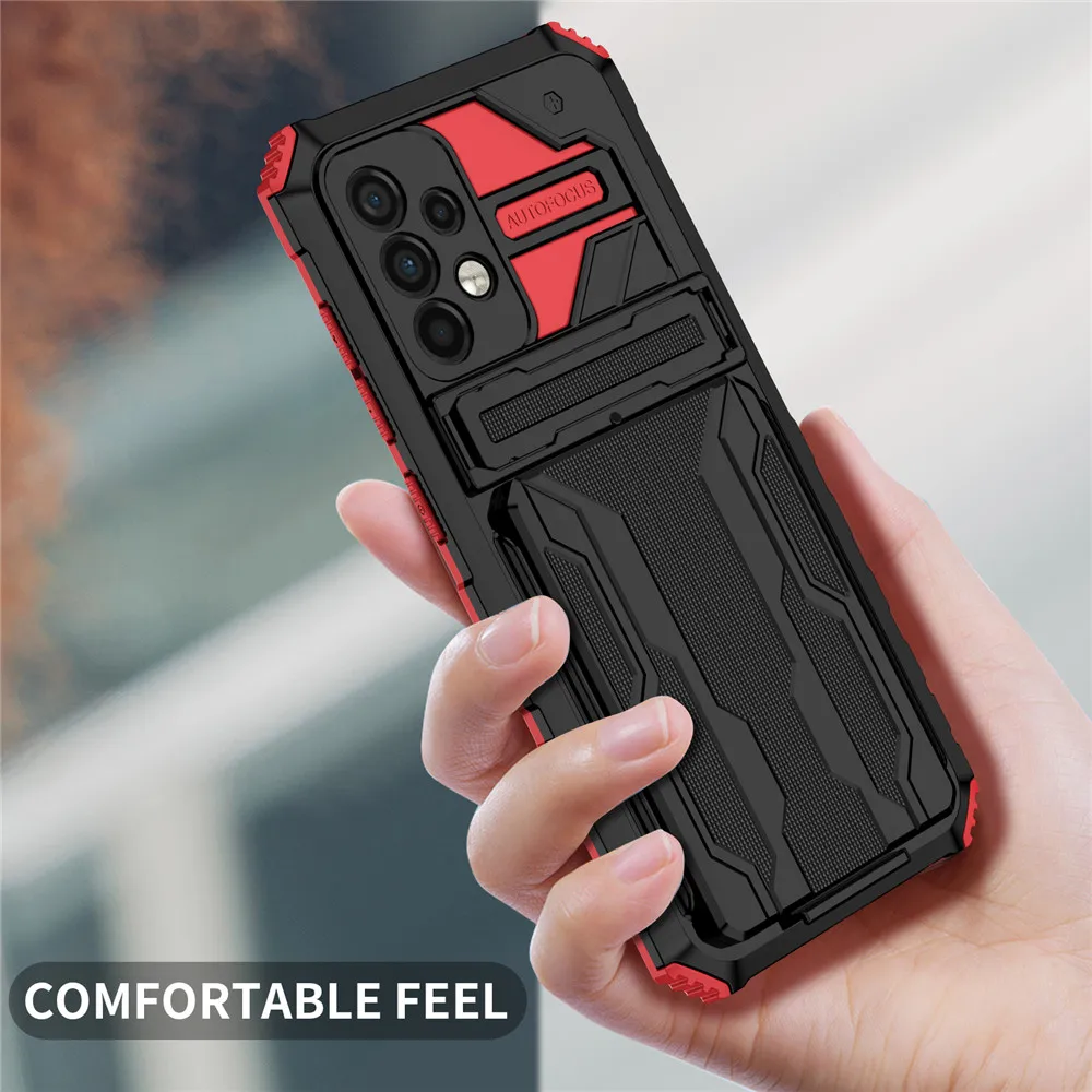 

Samsung Galaxy A52 Kickstand Card Slot Armor Case for Samsung A52 A52S A53 A73 A 52S 5G A72 A12 S22 Ultra Plus S21 S20 FE Cover