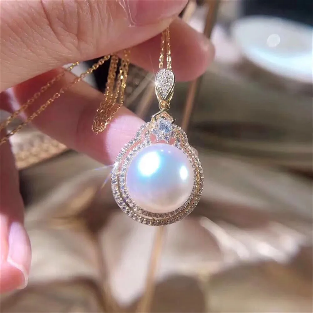 

DIY Pearl Accessories S925 Sterling Silver Pearl Pendant Empty Holder Fashion Pendant Holder with 10-11mm Beads