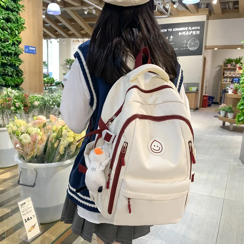 

Nylon Large Female Cute College Backpack Girl Travel Shoulder Bag Fashion Ladies Leisure Bag Women Laptop Couple School Bags