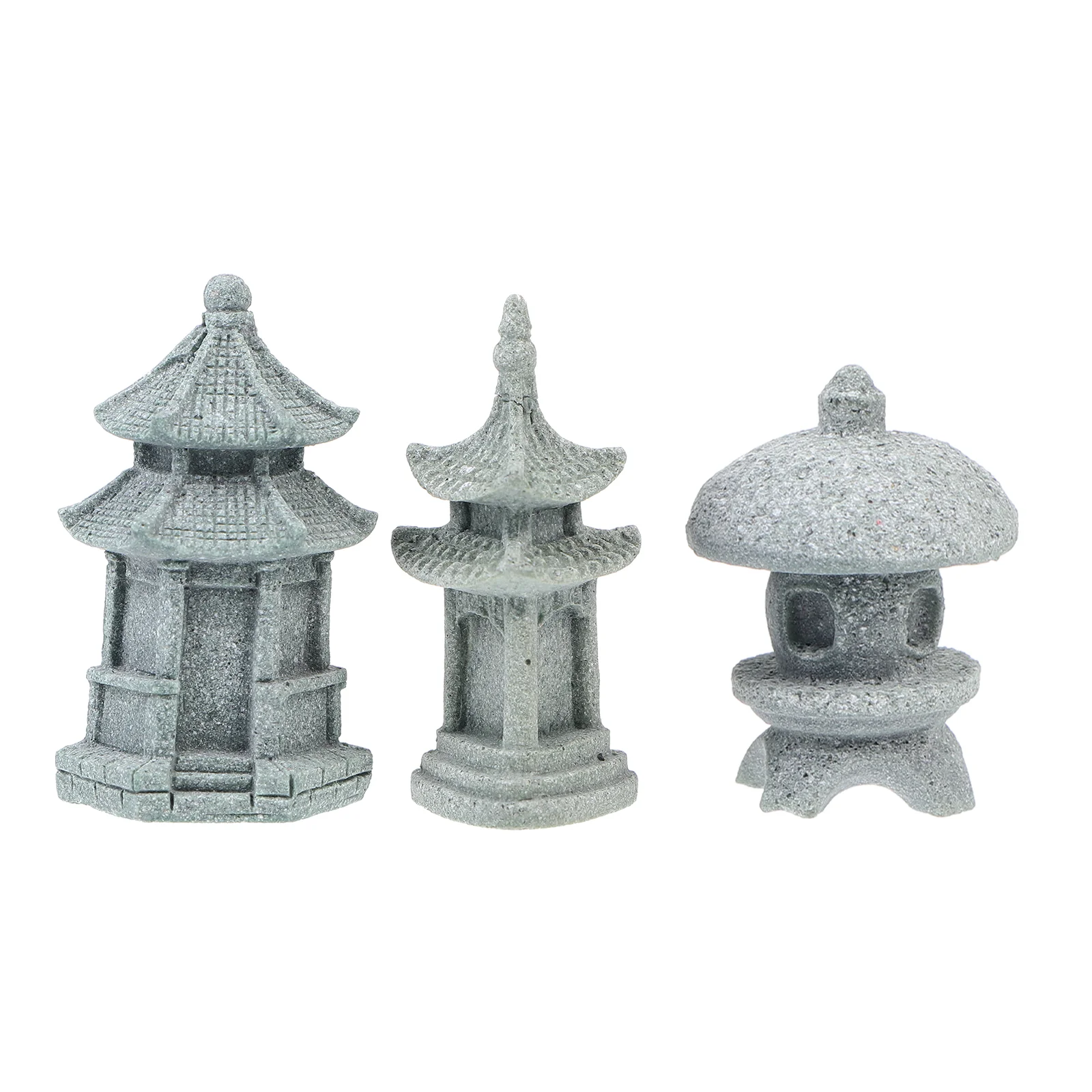 

3 Pcs Dollhouse Stone Tower Mini Lantern Micro Landscape Decoration Mini Pagoda Statue Birthday Gift Kid Mini Figurine