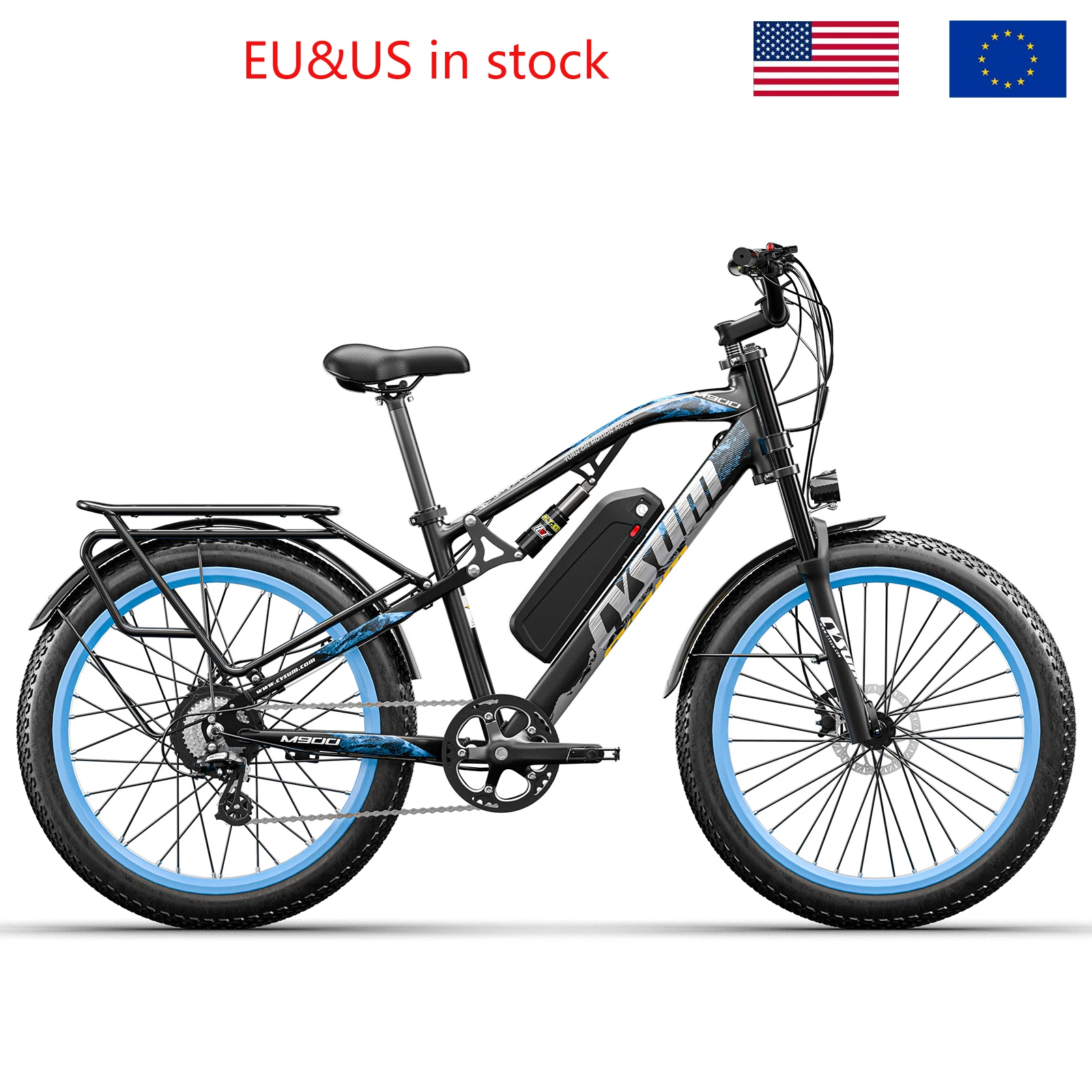 

CYSUM M900 Pro Electric Snow Mountain Bicycle 48V 17AH 1000W Powerful Off-Road 9 Speed Hydraulic Disc Brake Men's Electric Bike