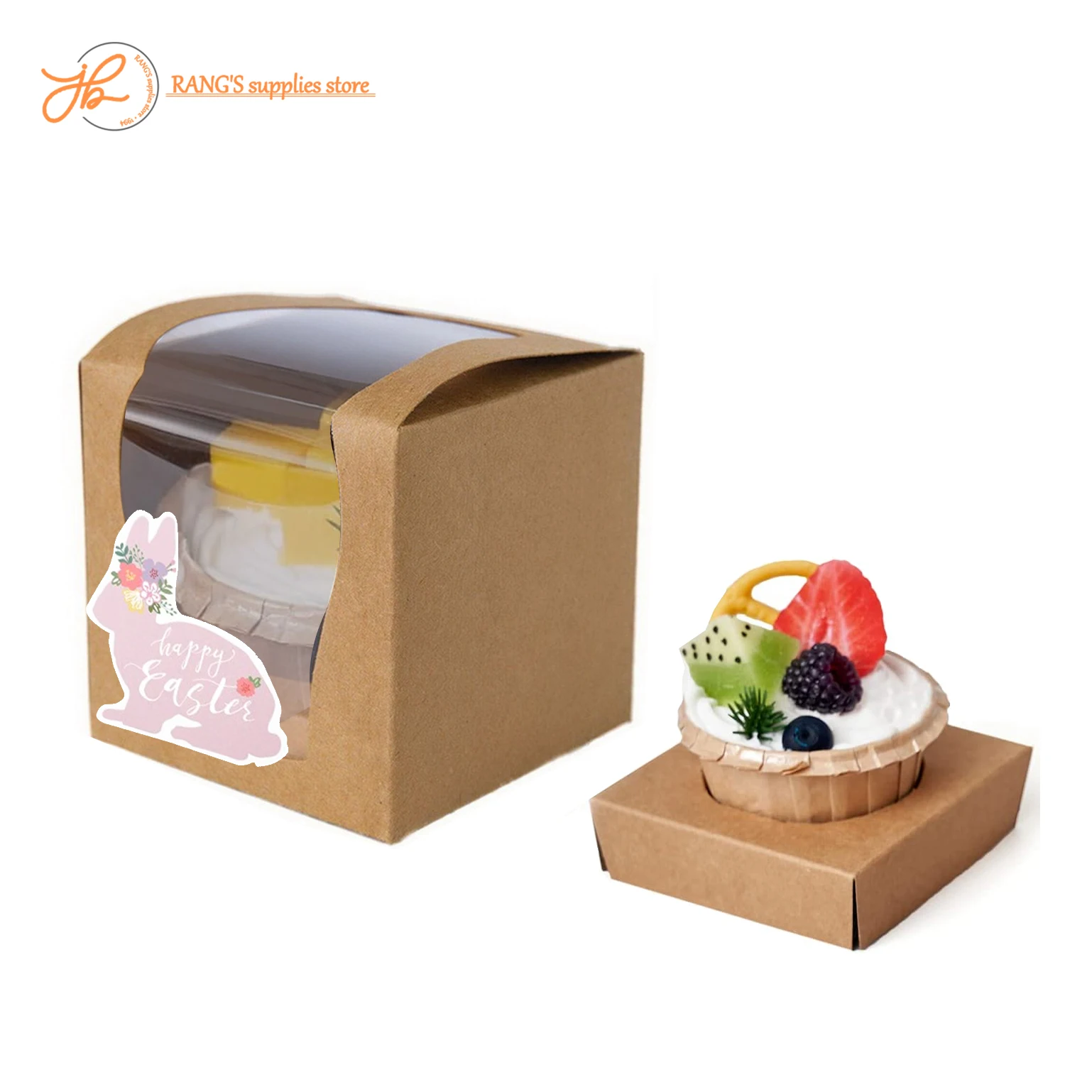 10pcs Easter Cake Boxes and Kawaii Packaging Easter Eggs Rabbit Candy Dessert Present Boxes Birthday Party Favor Decor