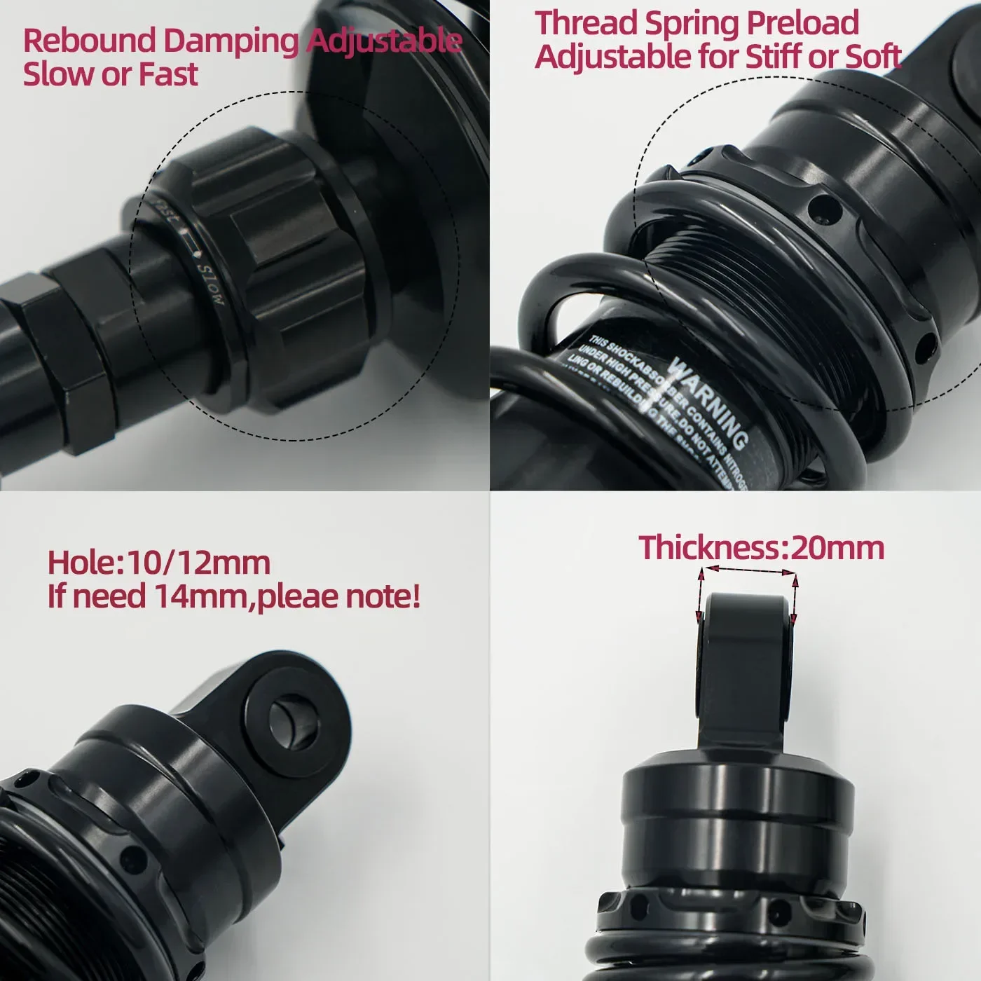Фото Универсальные гидравлические задние амортизаторы Fork 20mm для Honda NS150G, Kymco H150, RT3C, Joymax Z300, Cruisym 300, SYM ADV, FZ150 №2