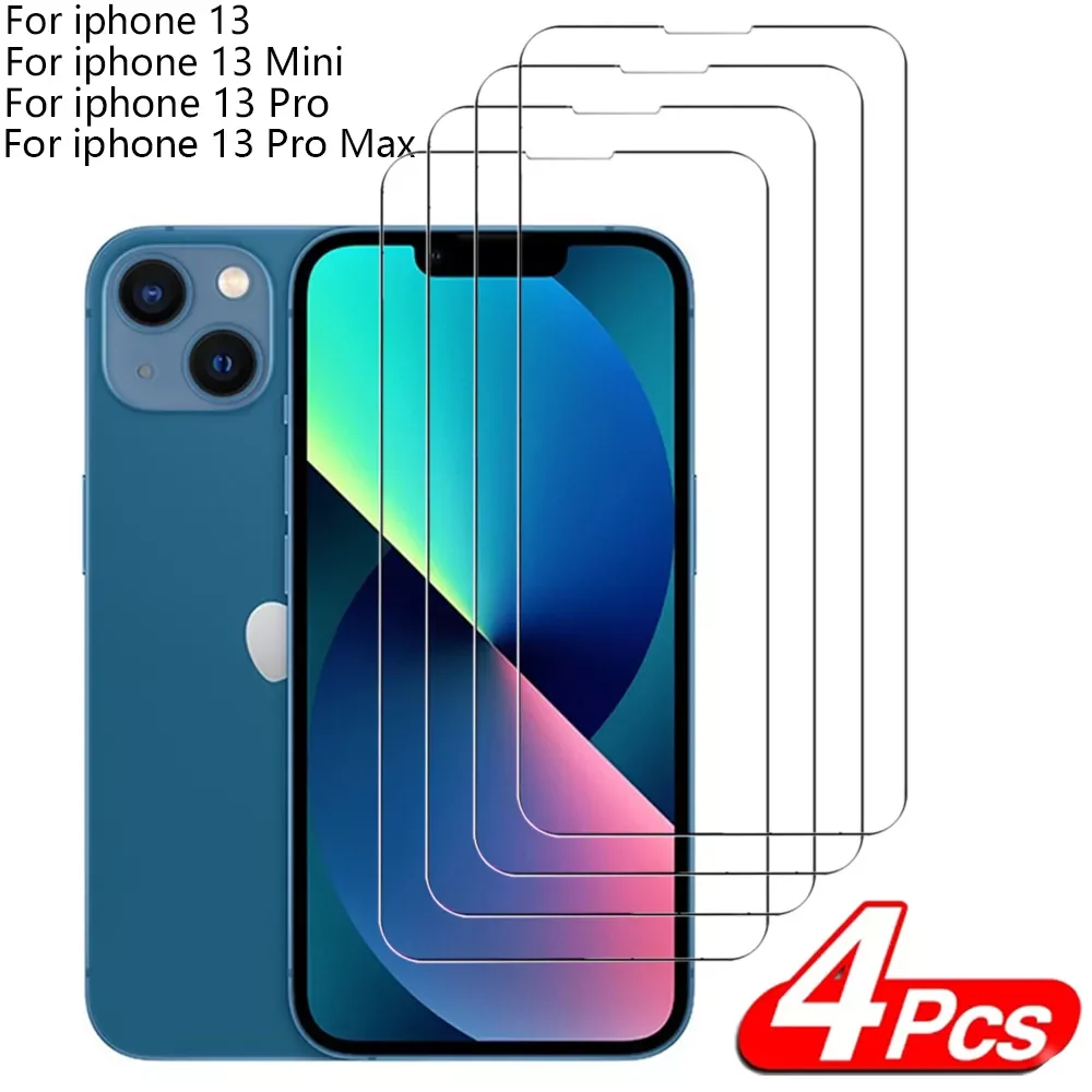 Original  For iPhone 13 12 11 Pro XS Max XR 7 8 Plus screen protector Tempered glass For iphone 13 12 Mini glass 4Pcs Protectiv