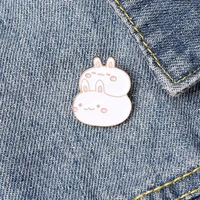 two fat bunny enamel pin white stacked rabbits cute cartoon animal jewelry brooches for friends kids bag shirt lapel pins bad