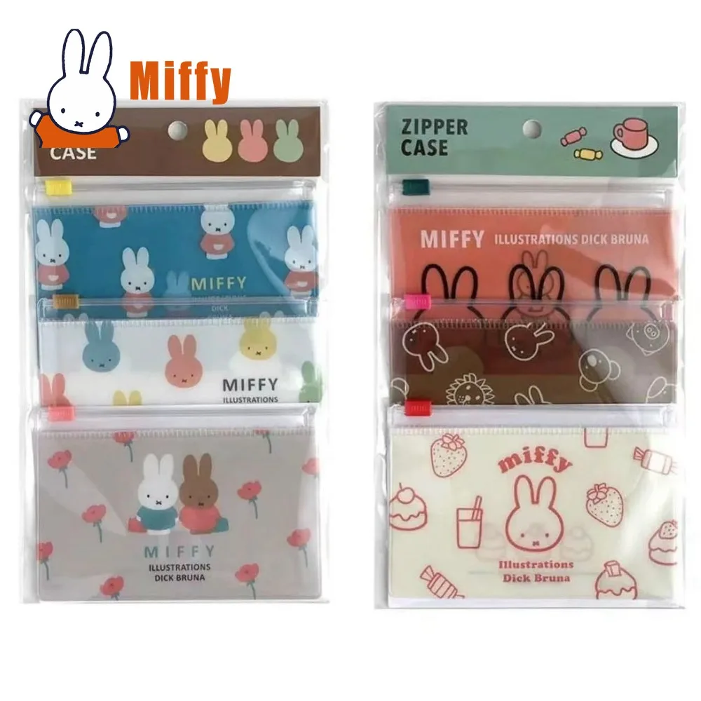 Фото Прозрачный чехол-косметичка Kawaii Miffy с молнией, милый кролик, органайзер для макияжа из ПВХ, прозрачный кошелек для монет, водонепроницаемый пенал для ручек и карандашей, подарок №5