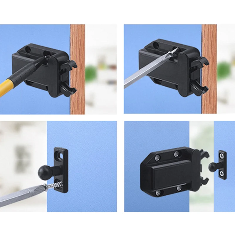 

4PC Push Open Catch Door Latch Kitchen Cabinet Touch Release Drawer Cupboard Lock Latches Bolts Self Locking Door Suction Home