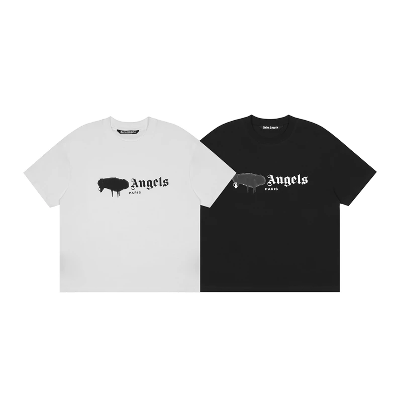 

Palm Angels Men's/Women's Classic Paint Print Cotton Casual Fashion Trend Crew Neck T-Shirt Boyfriend Girlfriend Gift
