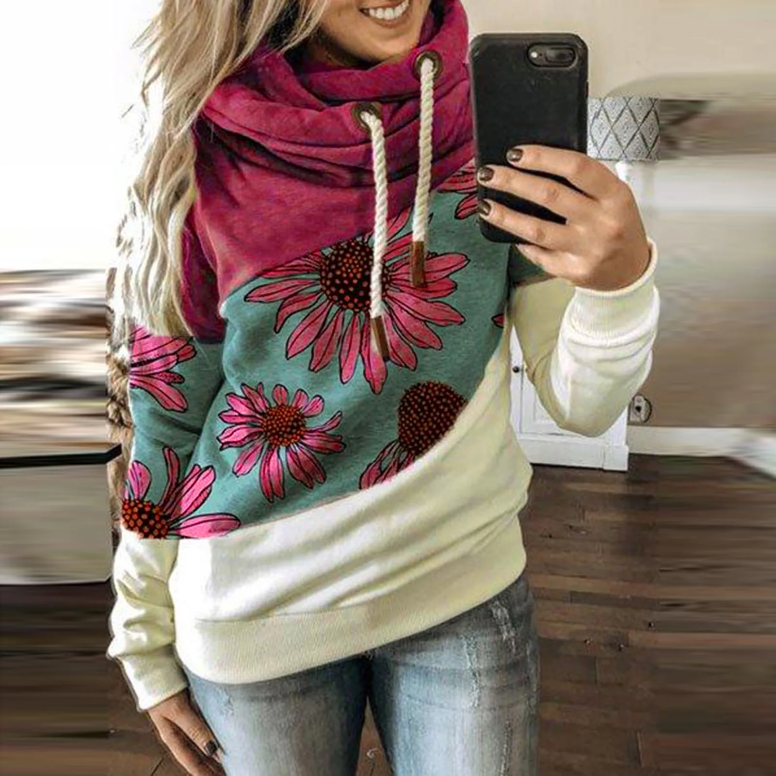 

Long Star Women's Hoodies 3D Sleeve Sweatshirts Printed Tops Pullvoer Print Women's Blouse Woman Zip up Hoodie